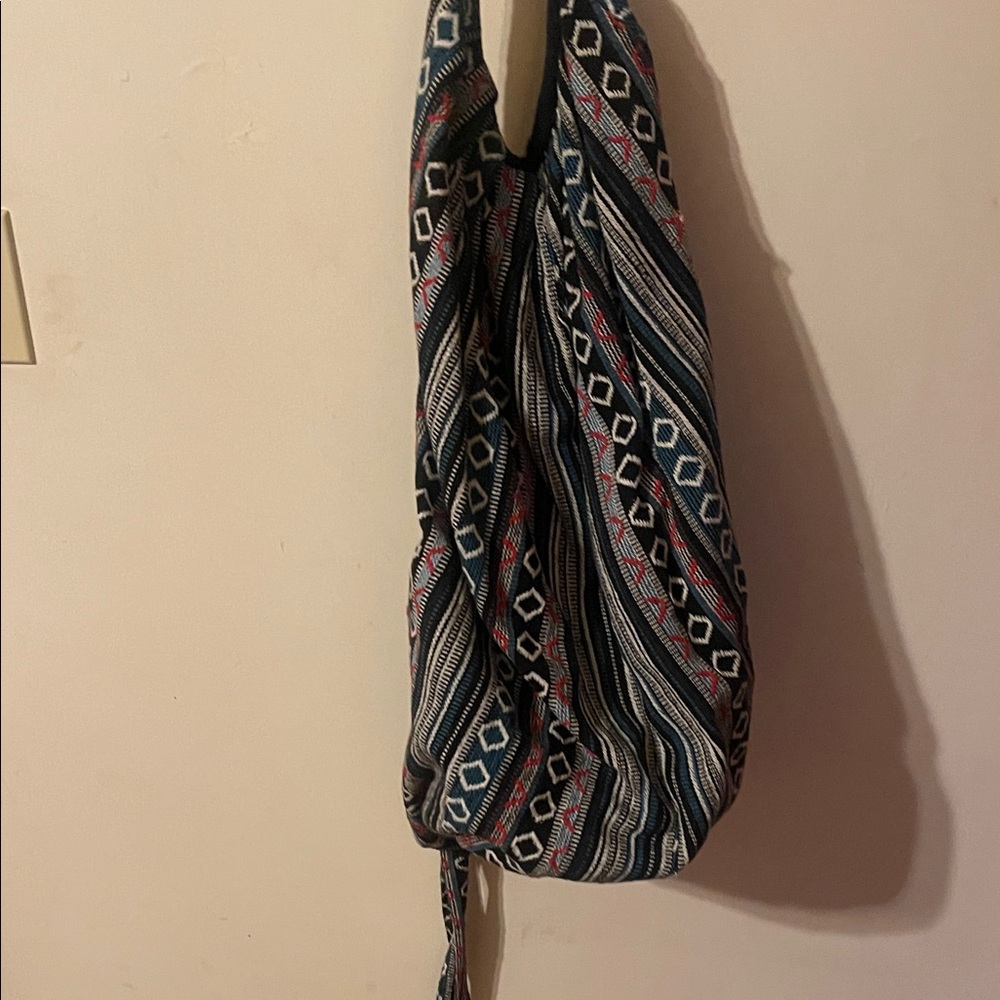Boho Striped Shoulder Bag in Black and Multicolor